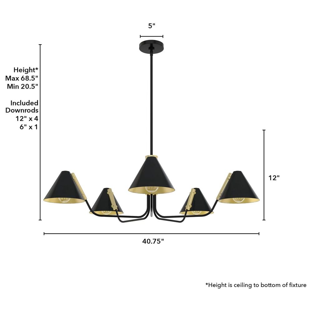 Hunter Grove Isle 5-Light Chandelier in Matte Black, , large