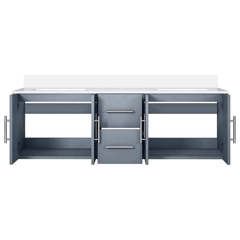 Lexora Home Geneva 60&quot; Double Bathroom Vanity in Dark Grey with 2 cm White Quartz Top and Rectangular Sinks, , large