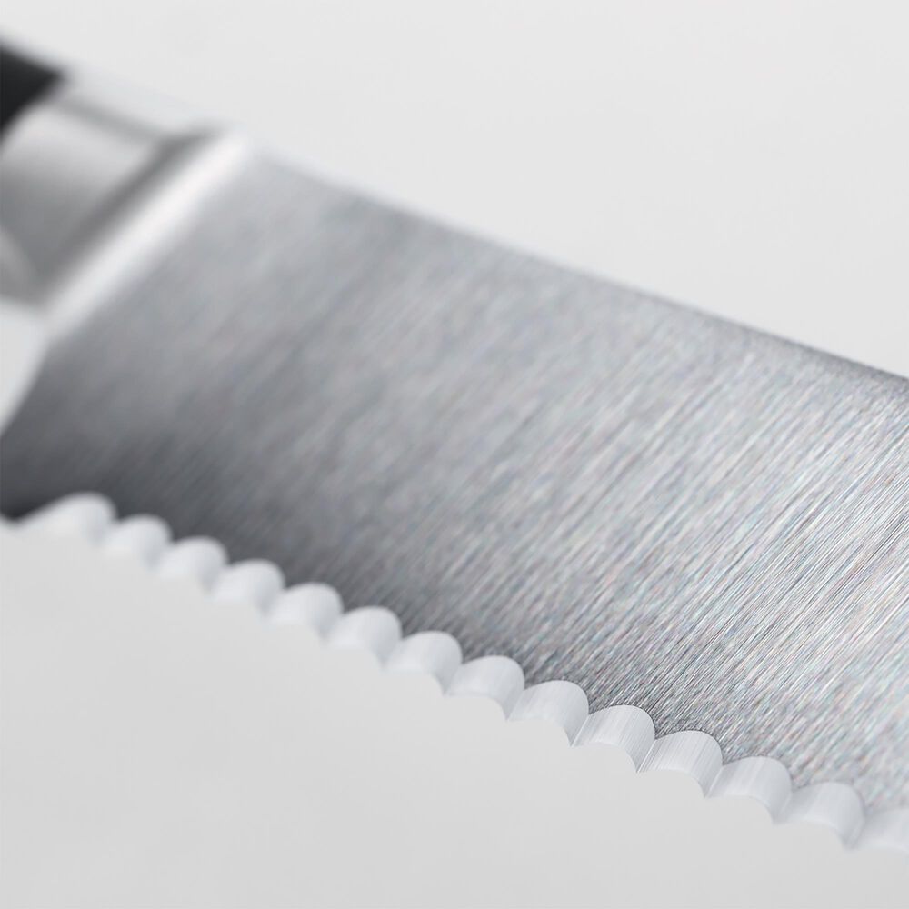 Wusthof Classic Ikon 5&quot; Serrated Utility Knife in Stainless Steel and Black, , large