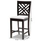 Baxton Studio Caron Counter Height Pub Chair with Gray Cushion in Espresso Brown (Set of 2), , large