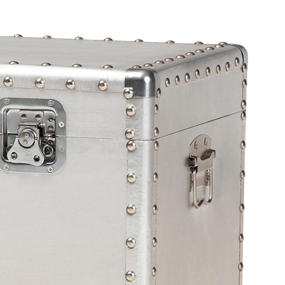 Baxton Studio Serge Storage Trunk in Silver, , large