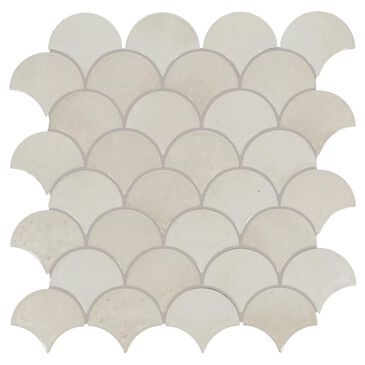Dal-Tile Miramo Pearl 3" Fan Undulated on 13.25" x 12.75" Ceramic Mosaic Sheet, , large