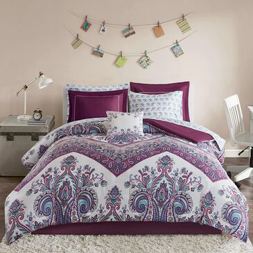 Hampton Park Tulay 7-Piece Twin Comforter Set in Purple, , large