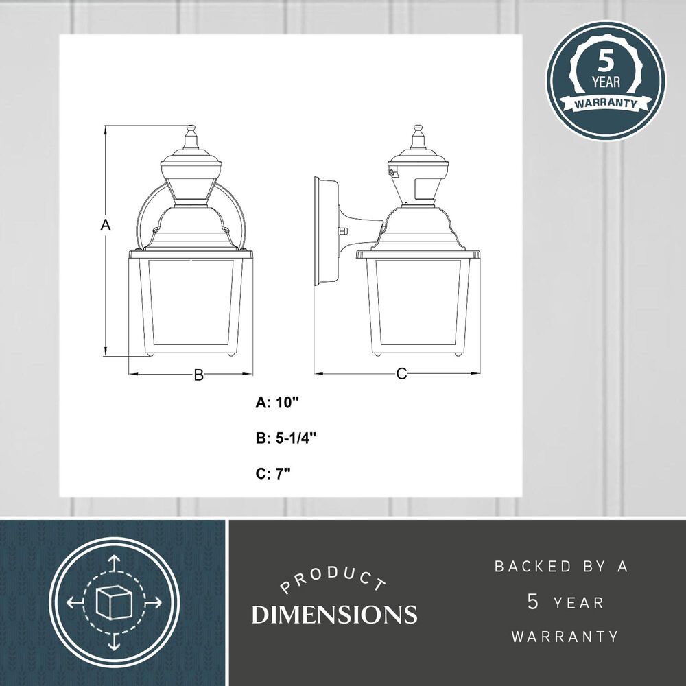 Vaxcel Bedford 5.25" 1-Light Outdoor Motion Sensor Wall Sconce in Textured White, , large