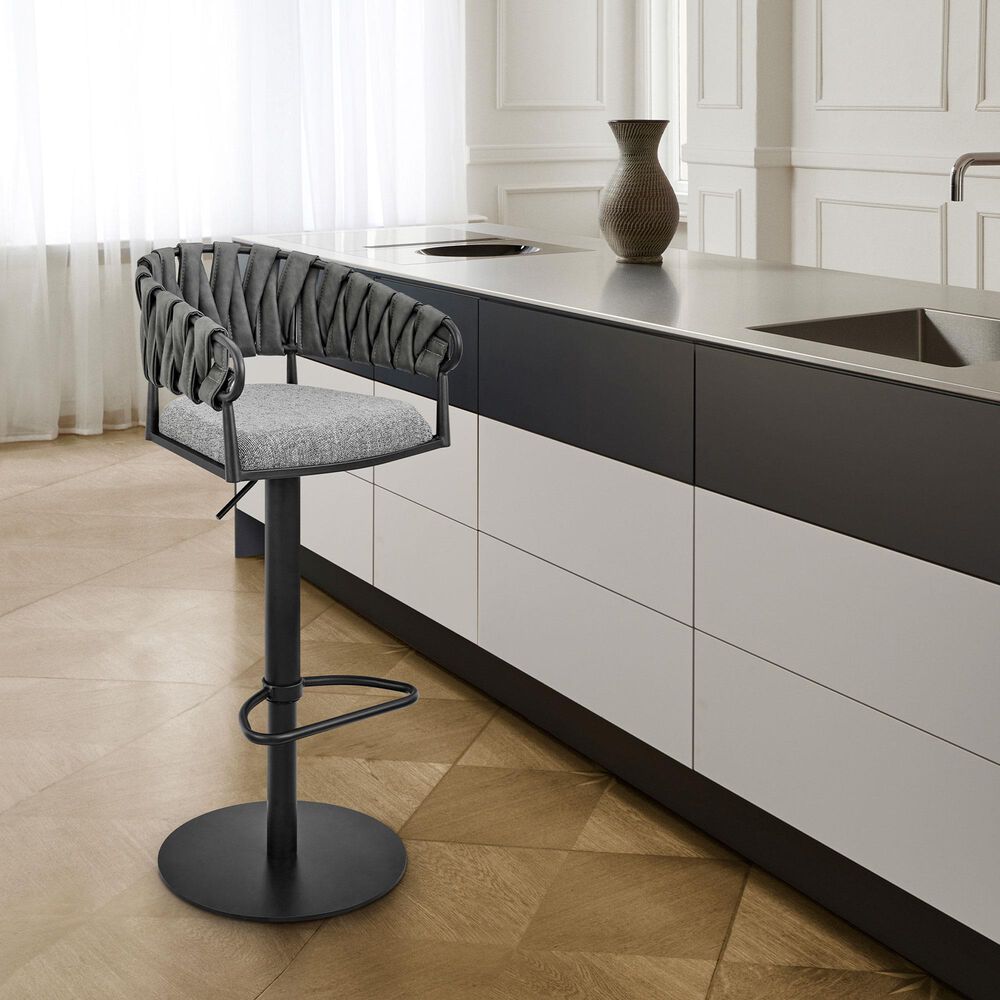 Blue River Blaise Swivel Adjustable Stool in Black, , large