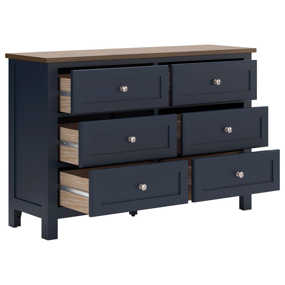 Ashley Landocken 6-Drawer Dresser in Dark Slate Blue and Light Brown, , large