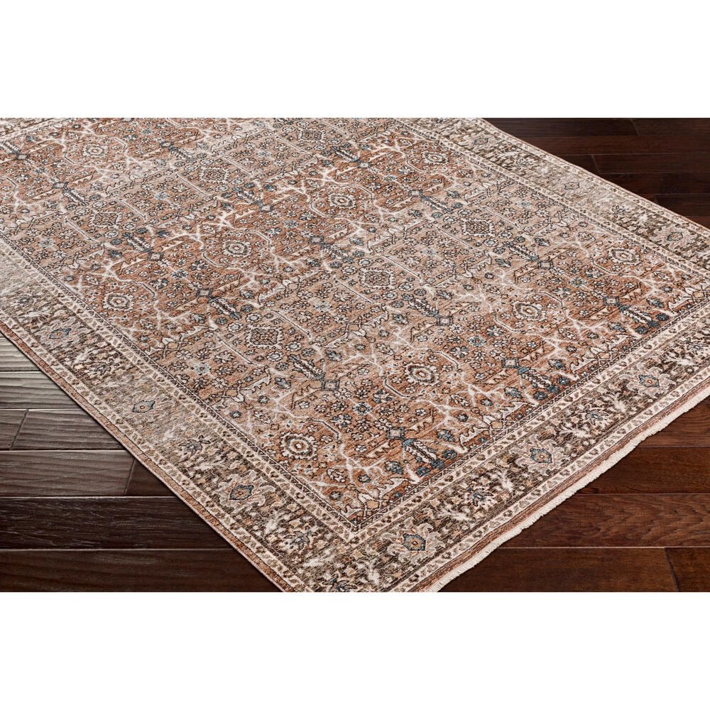 Surya Carlisle Oriental 5&#39;3&quot; x 7&#39;9&quot; Dusty Pink, Medium Brown, Light Gray, Pale Blue, Brown and Cream Area Rug, , large