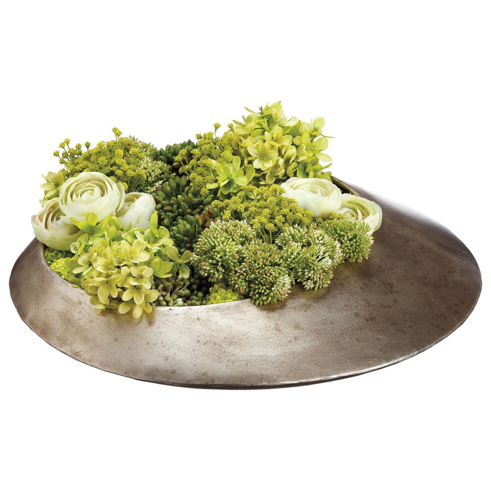 Allstate Floral and Craft Inc 6" Hydrangea/Ranunc/Sedum Planter in Green, , large