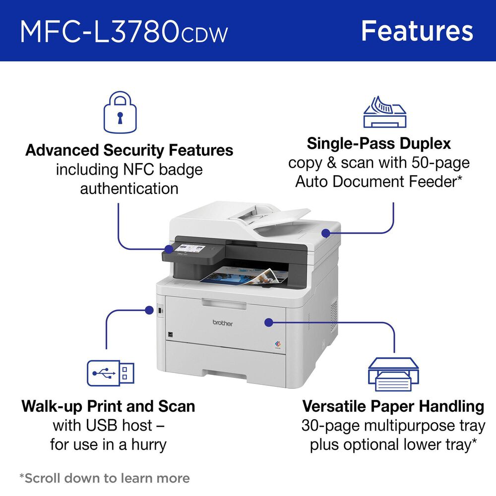 Brother MFC-L3780CDW Wireless Digital Color All-in-One Printer, , large
