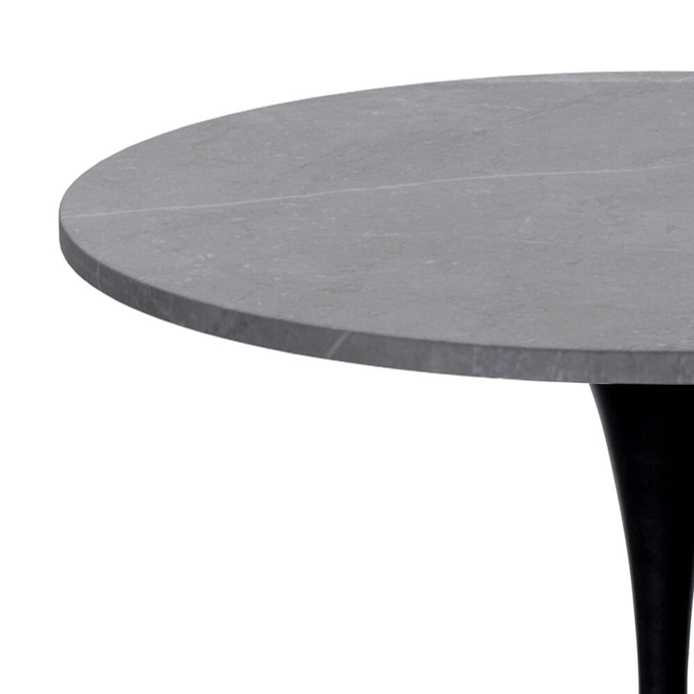 Leisuremod LeisureMod Verve Collection Modern Bar Height Table Black Base with 27 Round Marble Grey Sintered Stone Top, , large