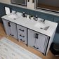 Lexora Home Ziva 72" Double Bathroom Vanity in Dark Grey with 2 cm White Cultured Marble Top and Rectangular Sinks, , large