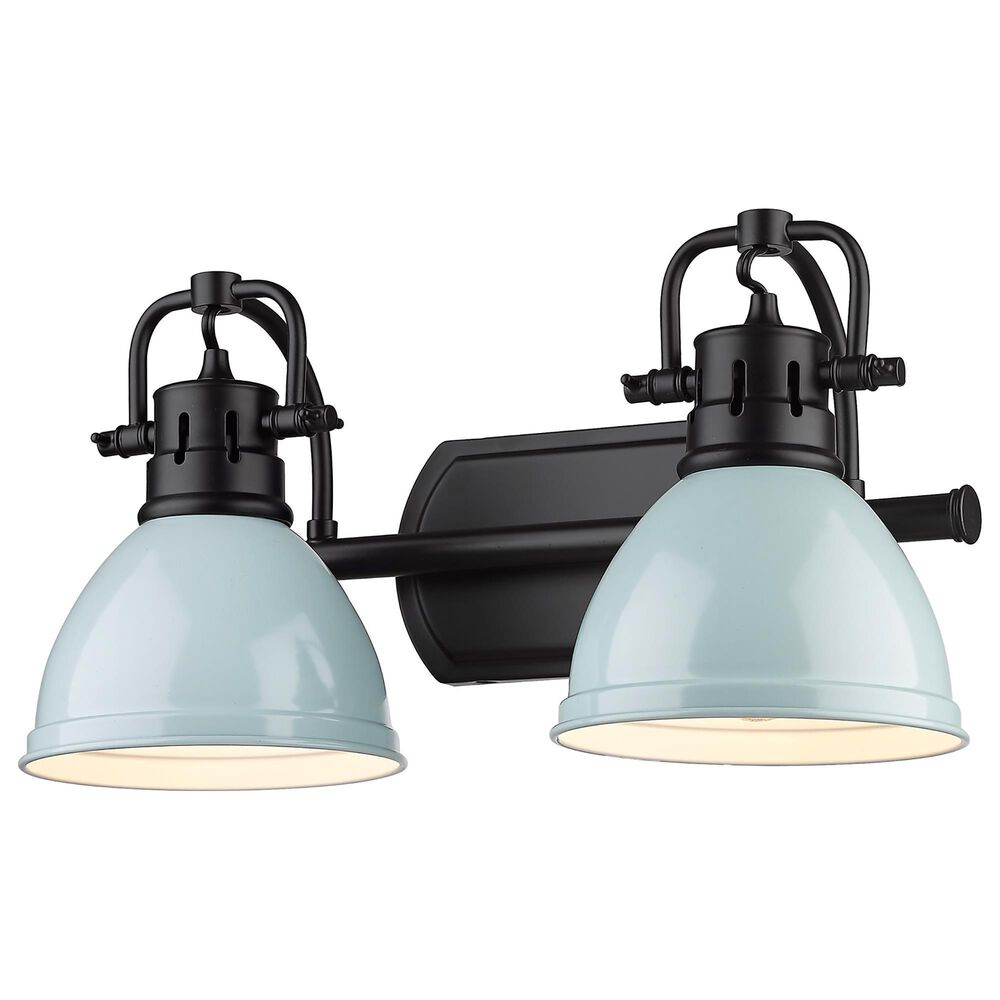 Golden Lighting Duncan 2-Light Bath Vanity in Matte Black and Seafoam, , large