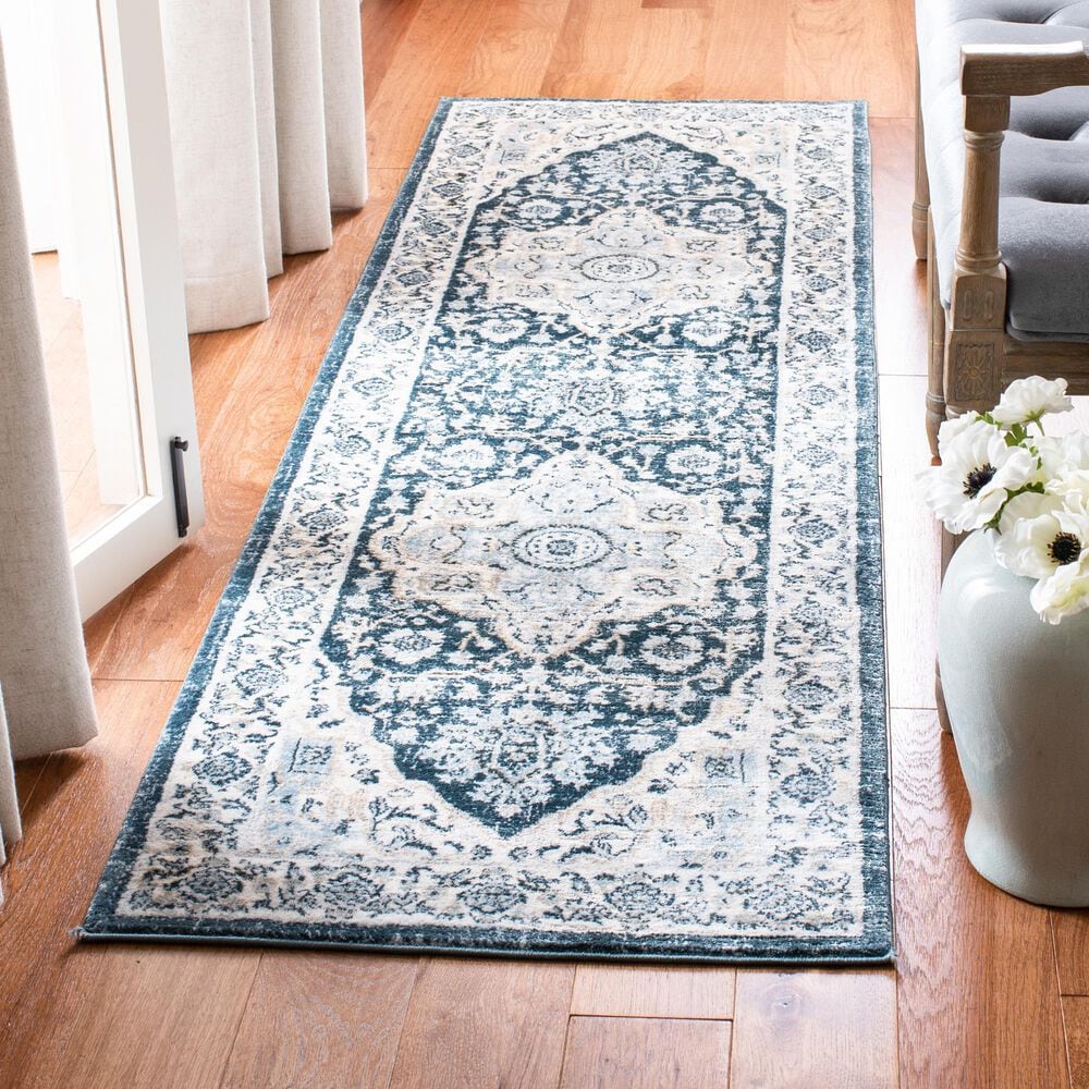 Safavieh Isabella 2&#39;2&quot; x 7&#39; Navy and Creme Runner, , large