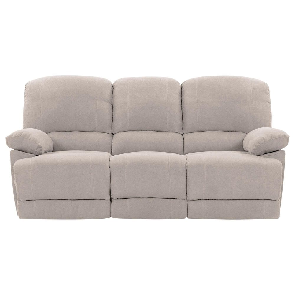 CorLiving Lea Reclining Console Sofa with Cupholders in Beige Fabric, , large