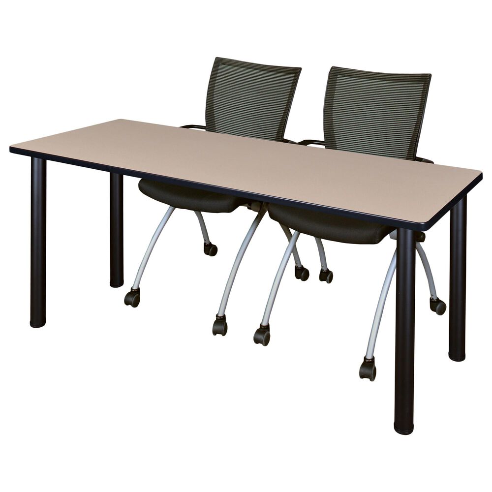 Kee 3-Piece Training Table Set in Beige/ Black/ Black, , large