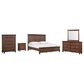 Riva Ridge Oxford 5 Piece Queen Panel Bedroom Set in Cocoa with AC Outlets and USB Ports, , large