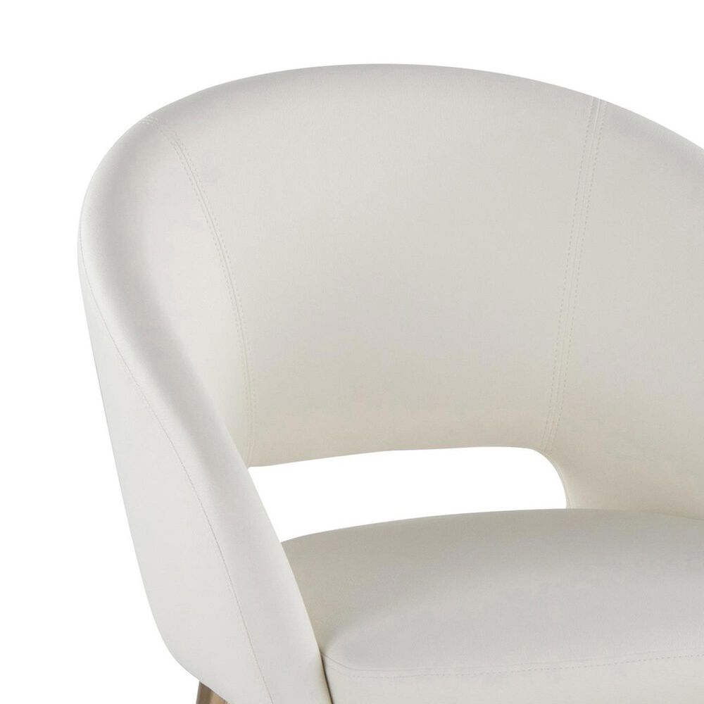 LumiSource Renee Arm Chair with White Faux Leather Cushion in Gold (Set of 2), , large
