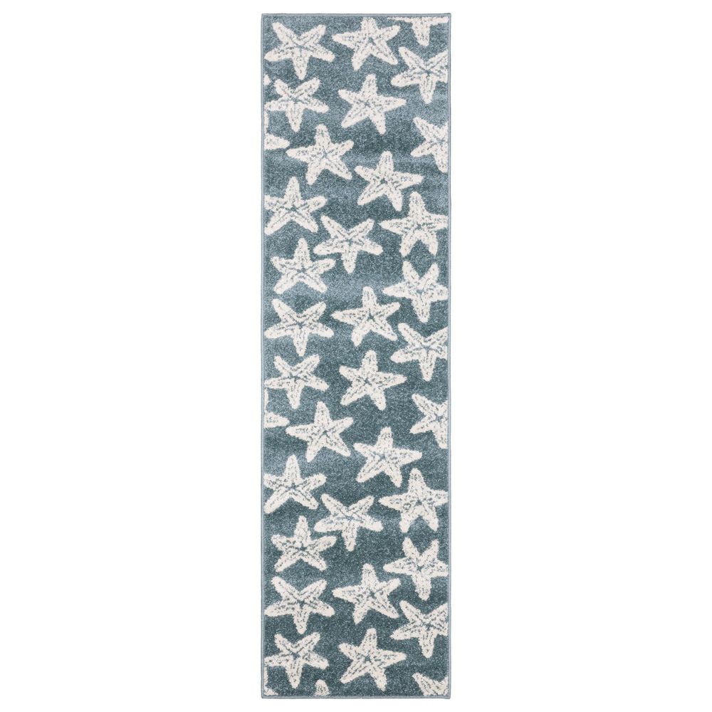 ROW by Oriental Weavers Quinn Starfish Blue and Ivory 2" x 7" Runner, , large