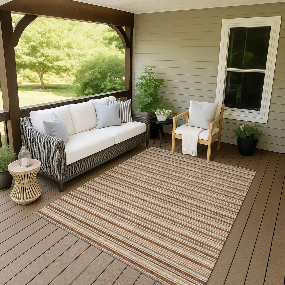 Dalyn Rug Company Soft Essentials Striped Paprika 9' x 12' Indoor/Outdoor Area Rug, , large