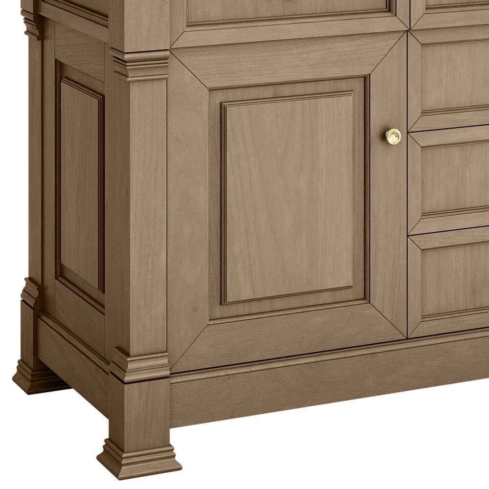 James Martin Vanities Brookfield 60&quot; Single Bathroom Vanity in Pecan with Single Hole 3 cm White Zeus Quartz Top and Rectangular Sink, , large