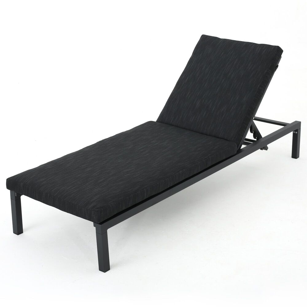 Noble House Navan Patio Chaise Lounge in Dark Gray, , large