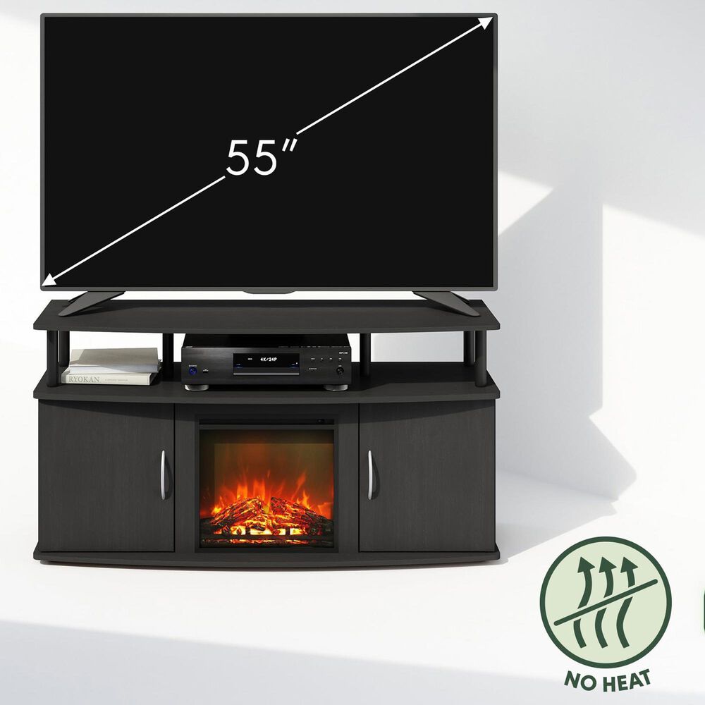 HOMLUX 47" TV Stand with No Heat Electric Fireplace and Two Doors in Americano and Black, , large