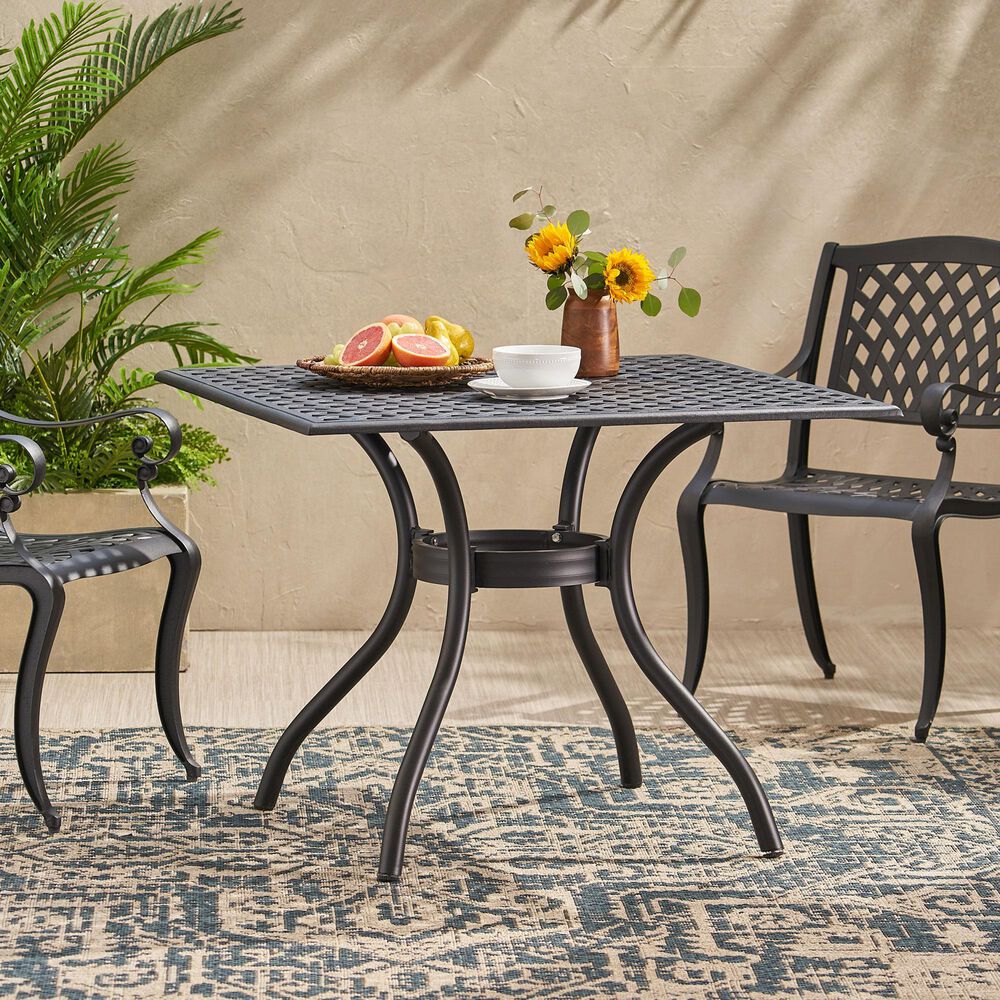 Hearth and Haven Cayman Outdoor Dining Table in Black - Table Only, , large