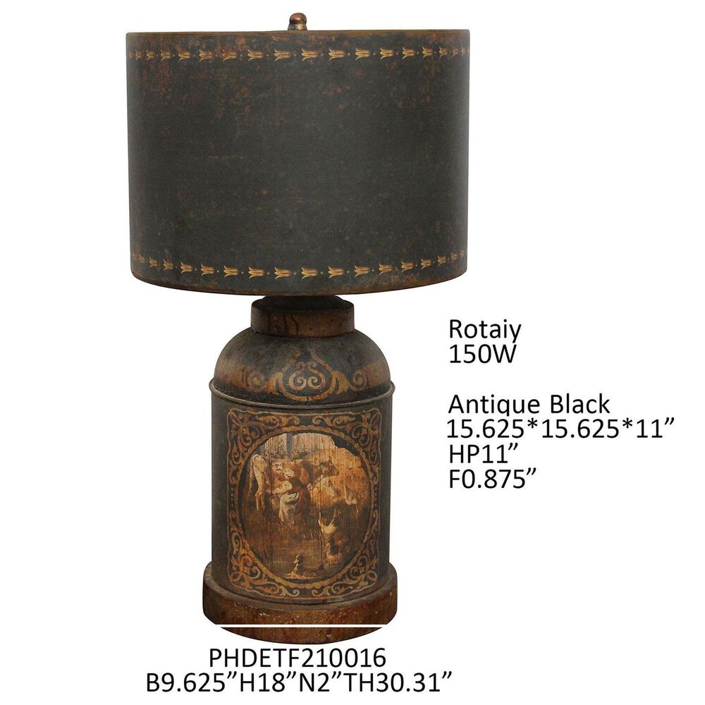 Porch View Beurre Tole Table Lamp in Aged Black, Rust and Multicolor, , large