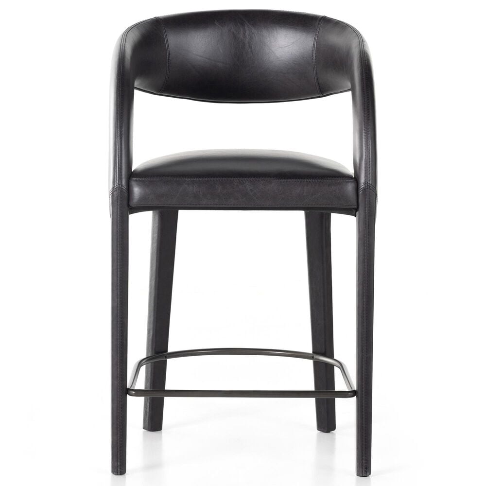 Four Hands Hawkins Counter Stool in Sonoma Black Top Grain Leather, , large