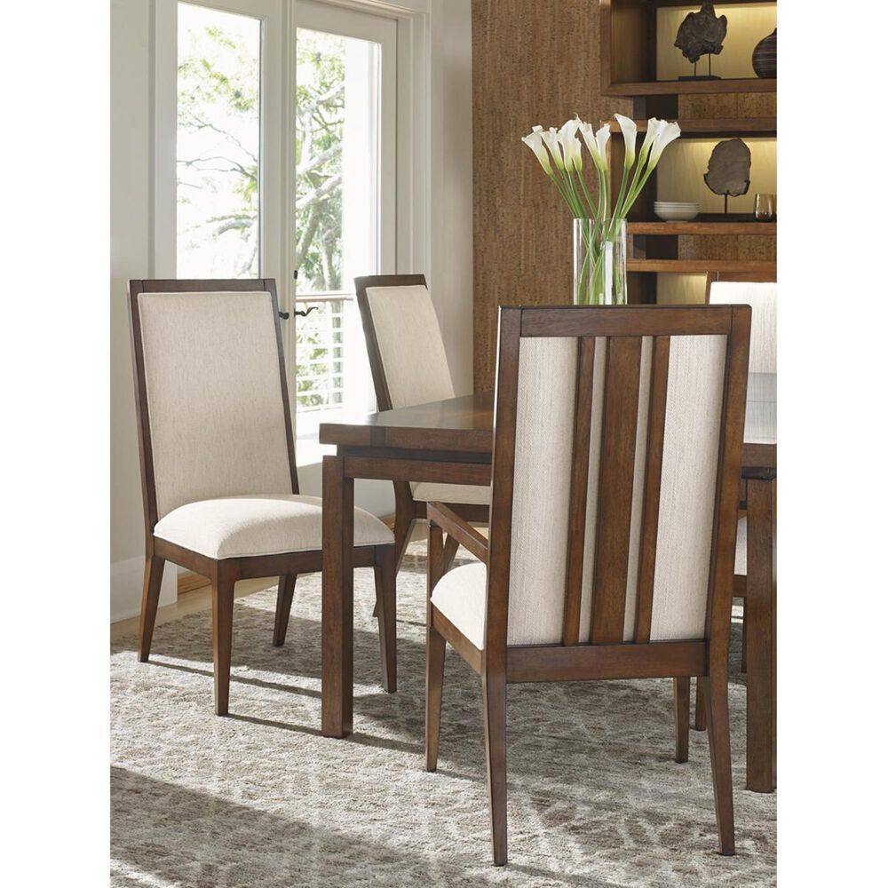Tommy Bahama Home Island Fusion Arm Chair with Ivory Upholstered in Dark Walnut, , large