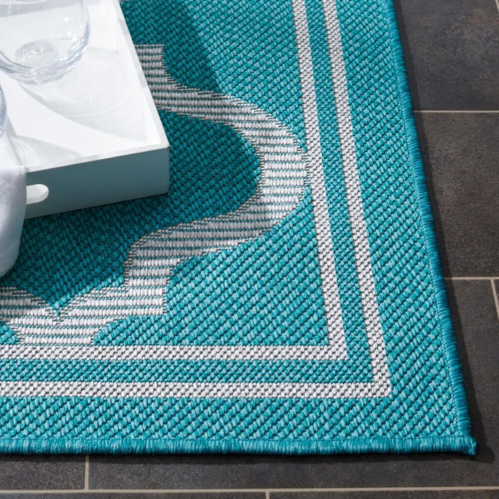 Safavieh Bermuda 5&#39;3&quot; x 7&#39;6&quot; Aqua and Grey Indoor/Outdoor Area Performance Rug, , large