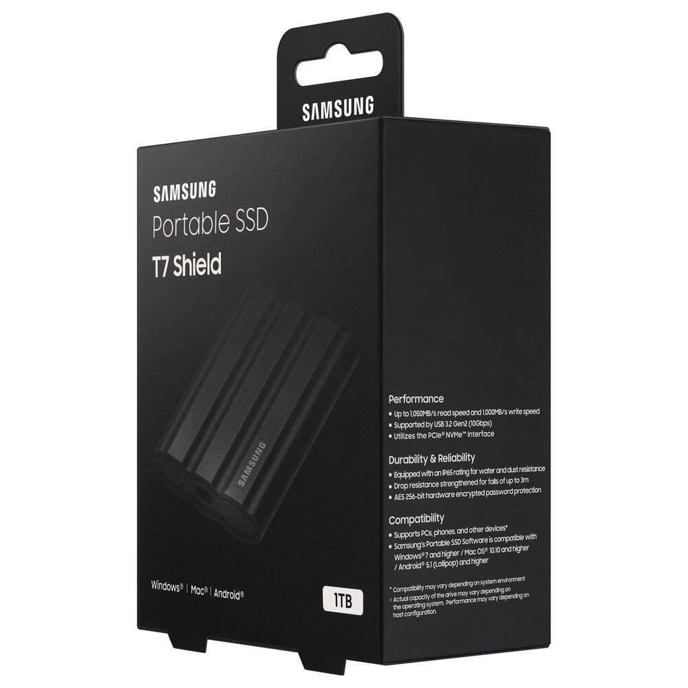 Samsung 2TB T7 Shield Portable External SSD in Black, , large