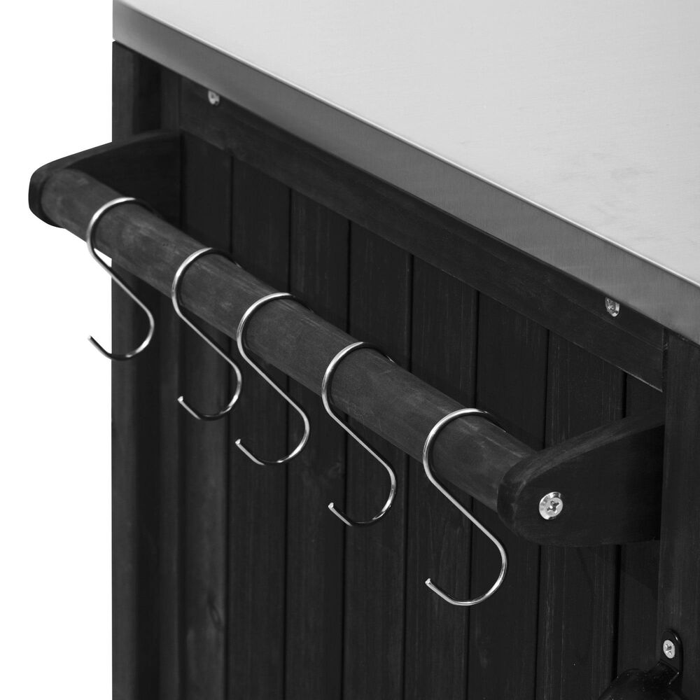 HOMLUX 67" Outdoor Kitchen Island with Stainless Steel Top in Black, , large