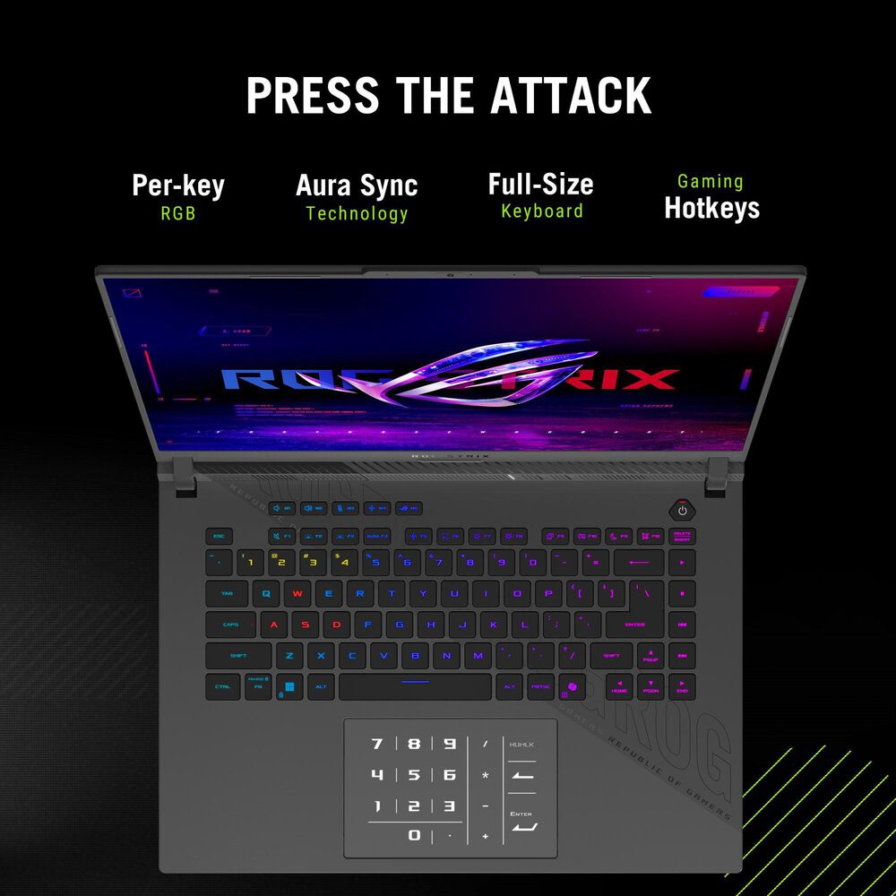 ASUS ROG Strix G16 Gaming Laptop | AMD Ryzen 9 9955HX3D - 32GB RAM - NVIDIA GeForce RTX 5070 - 1TB SSD in Eclipse Gray, , large