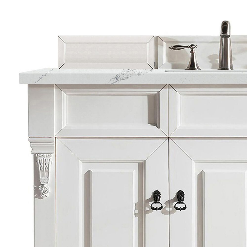 James Martin Vanities Brookfield 48&quot; Single Bathroom Vanity in Bright White with 3 cm Ethereal Noctis Quartz Top and Rectangle Sink, , large