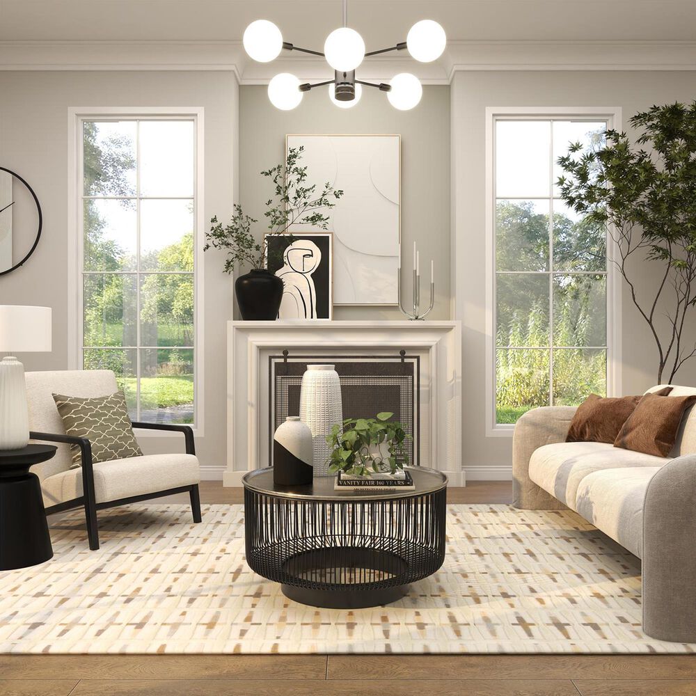 Maple and Jade Open Frame Wire Coffee Table in Black and Silver, , large
