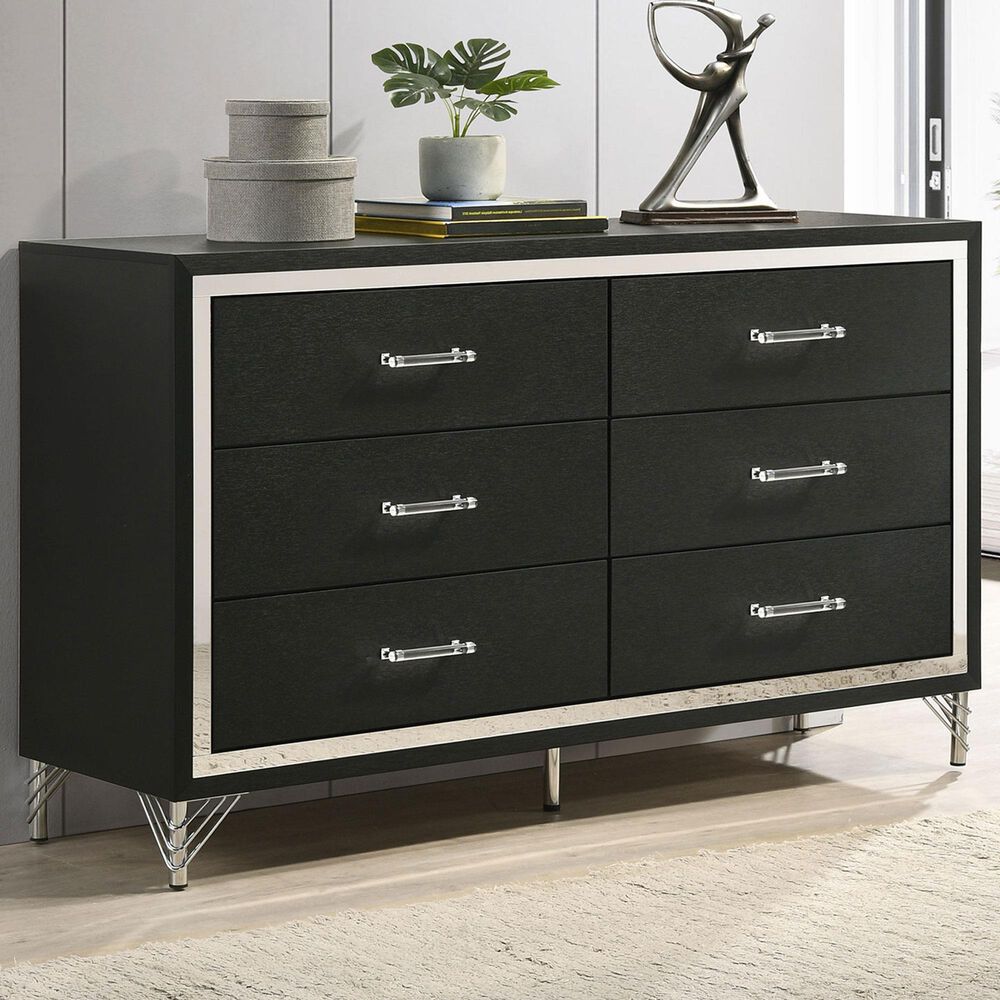 Coaster Lucia 6-Drawer Dresser in Black and Chrome, , large