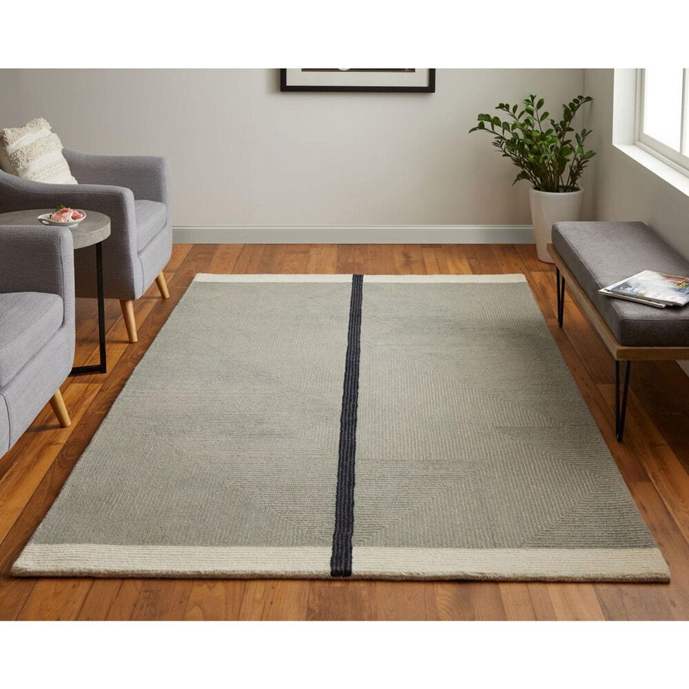 Feizy Rugs Maguire Gray and Black 5&#39; x 8&#39; Area Rug, , large