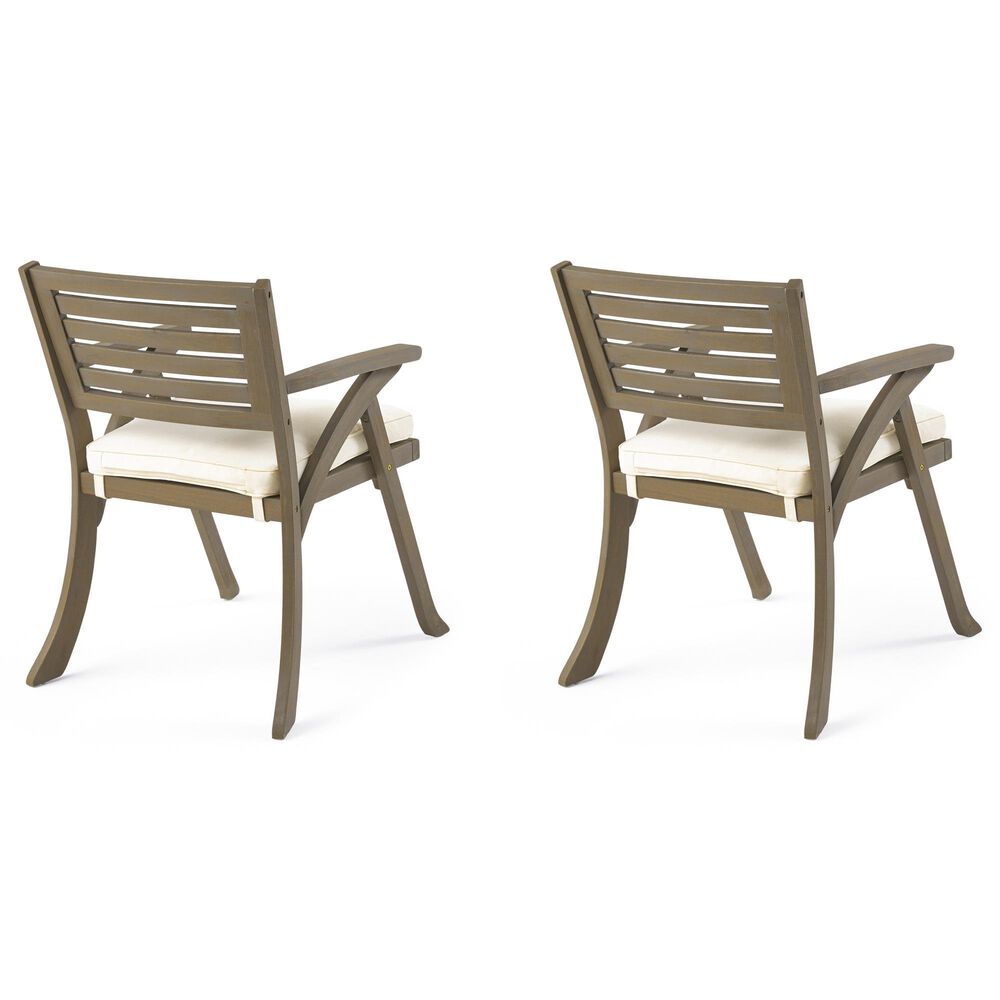 Hearth and Haven Helen Outdoor Dining Chair in Cream (Set of 2), , large