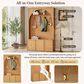 HOMLUX 4-Hook Hall Tree with Entryway Storage Bench in Natural, , large