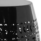 Hearth and Haven Ruby Outdoor Barrel End Table with Lace-Cut Design in Black, , large
