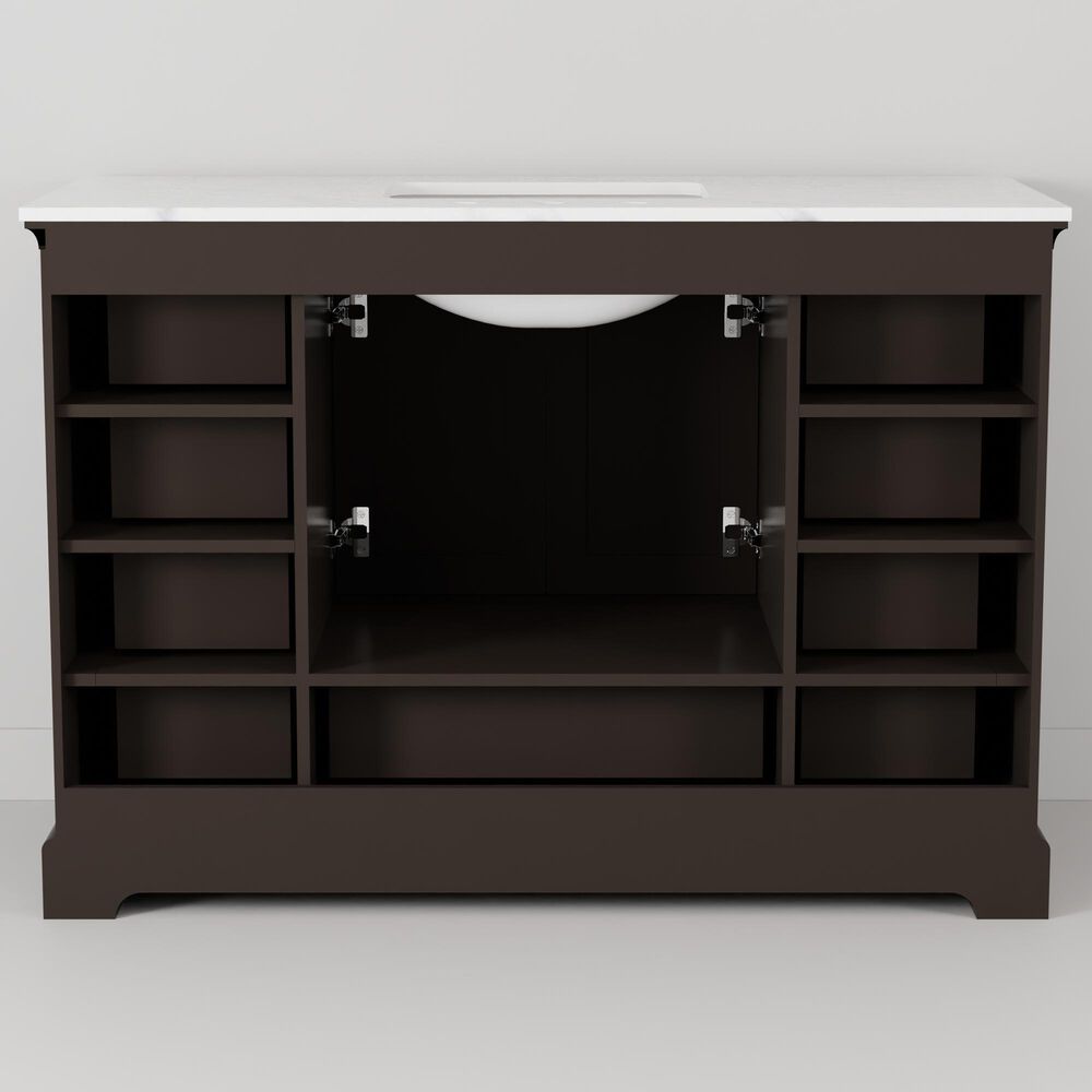 Lexora Home Dukes 48&quot; Single Bathroom Vanity in Espresso with 2 cm White Quartz Top and Rectangular Sink, , large