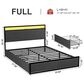 HOMLUX Full 2-Drawer Storage Bed with LED Headboard and USB Ports in Gray, , large