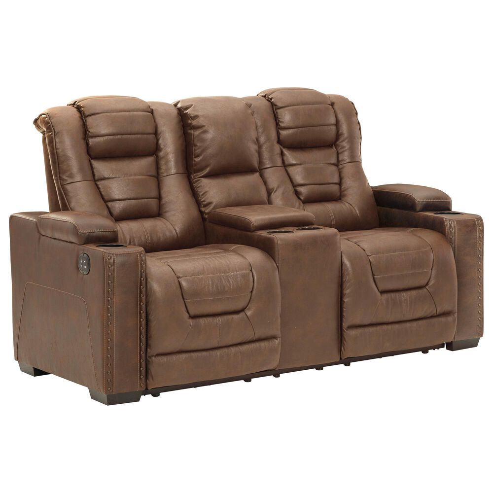 Signature Design by Ashley Owner's Box Power Reclining Loveseat with Console in Thyme, , large