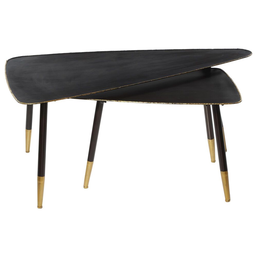 Uma Enterprises Modern Accent Table in Black and Gold &#40;Set of 2&#41;, , large