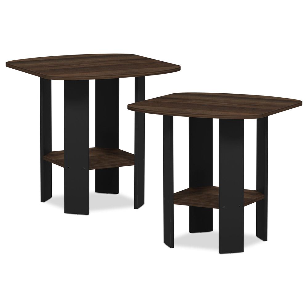HOMLUX End Table in Columbia Walnut and Black (Set of 2), , large