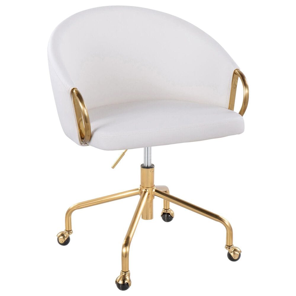 Lumisource Claire Task Chair with White Cushion in Gold, , large