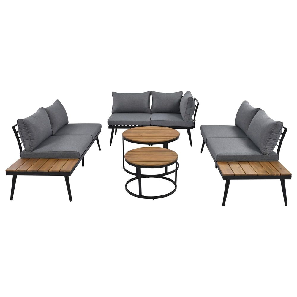 HOMLUX 6-Piece Outdoor Sectional Set in Gray, , large