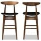 Baxton Studio Flora Bar Stool in Walnut (Set of 2), , large