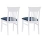Linon Home Decor Jenny Side Chair with Navy Blue Faux Leather Cushion Seat in White (Set of 2), , large